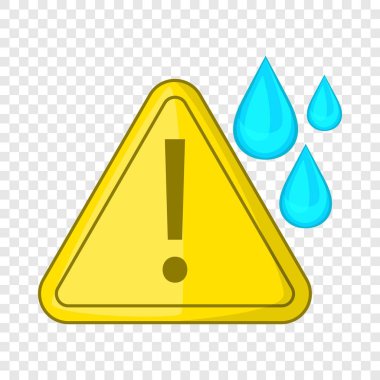 İşaret ve damla simgesi, karikatür tarzı uyarı