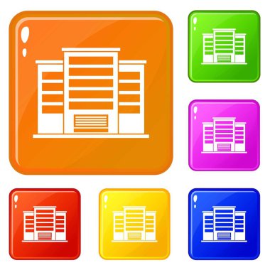 Endüstriyel bina simgeleri vektör rengini ayarlar