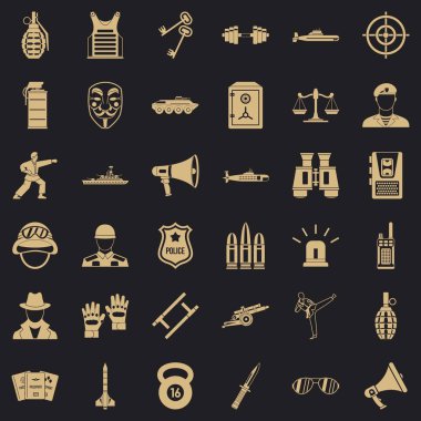 Milis subayı Icons set, basit tarzı