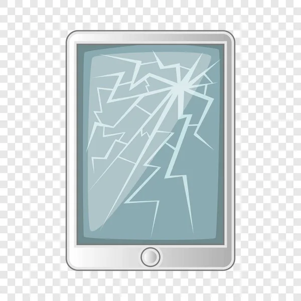 Tablette avec icône d'écran cassé, style dessin animé — Image vectorielle
