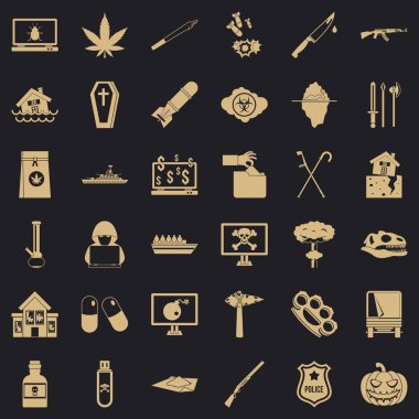 Yüreklerin Icons set, basit tarzı