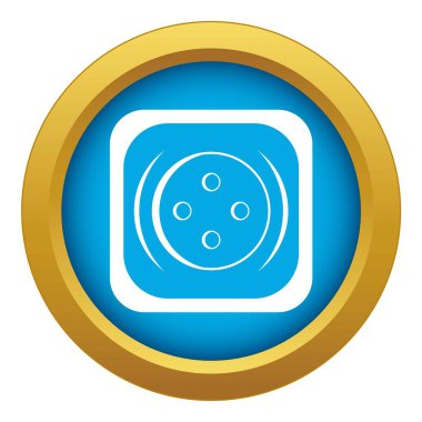 Giyim düğme kare izole mavi simge vektör