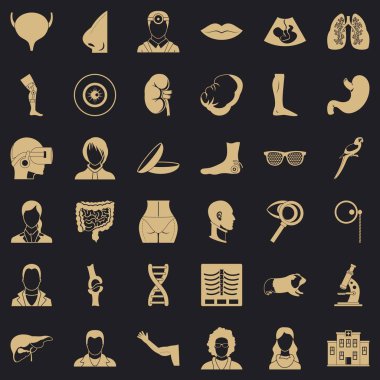 Vücut Icons set, basit tarzı organı