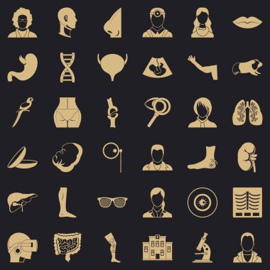 Tedavi Icons set, basit tarzı sırasını