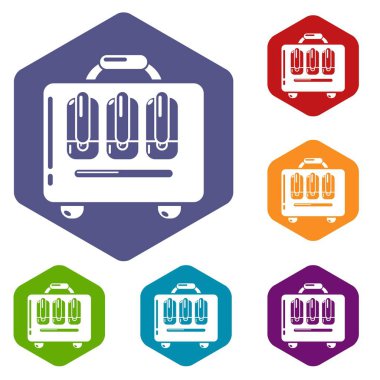 Seyahat çanta tasarım simgesi, basit siyah stil