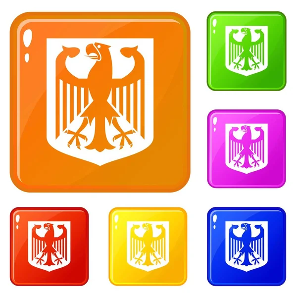 Escudo de armas de Alemania iconos set vector de color — Vector de stock