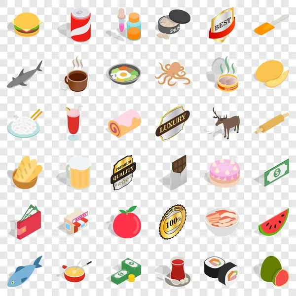 Cheeseburger icons set, isometric style — Stock Vector