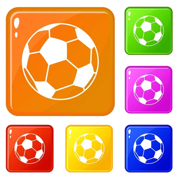 Futbol topu simgeler vektör renk ayarla — Stok Vektör