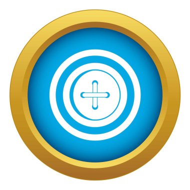 Dikiş düğmesi ile bir iplik simge mavi vektör izole