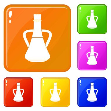 Zeytin yağı simgeleri ile şişe vektör renk ayarlamak