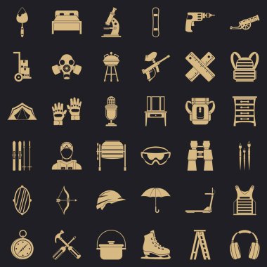 Ek donanımları Icons set, basit tarzı