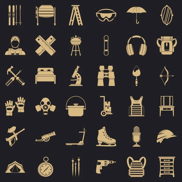 Conjunto de iconos de equipo accesorio, estilo simple — Archivo Imágenes Vectoriales