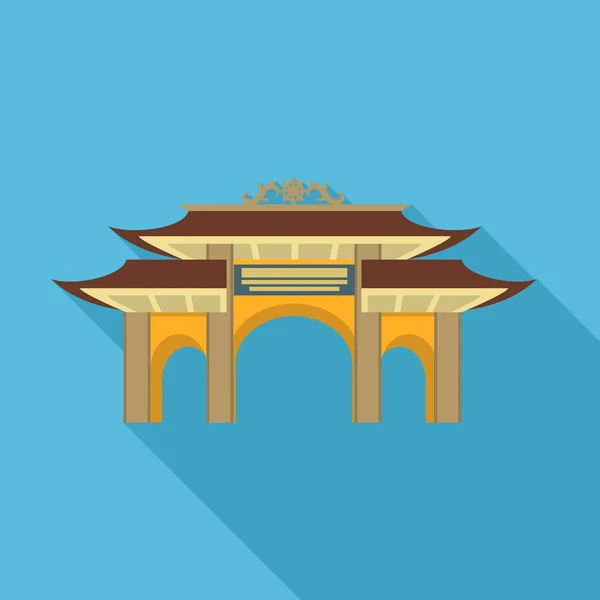 Pagoda kapısı simgesi, düz stil — Stok Vektör