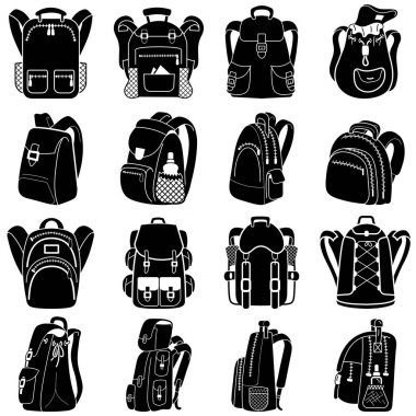 Sırt çantası Icons set, basit tarzı