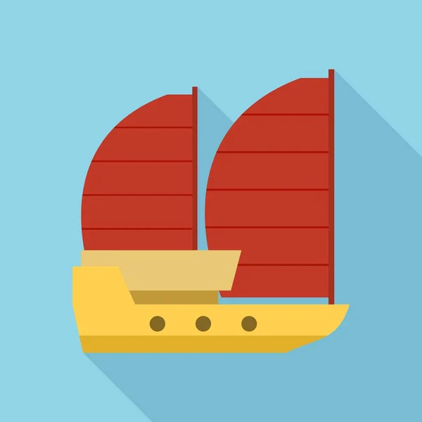 Vietnam icono del barco, estilo plano — Vector de stock