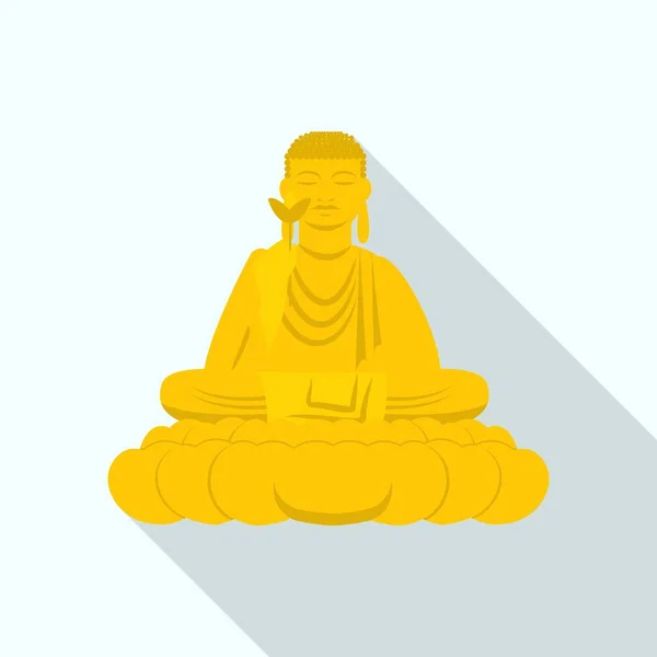 Buddha statue icon, flat style — Stock Vector