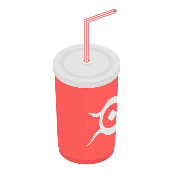 Cola ícone copo de plástico, estilo isométrico — Vetor de Stock