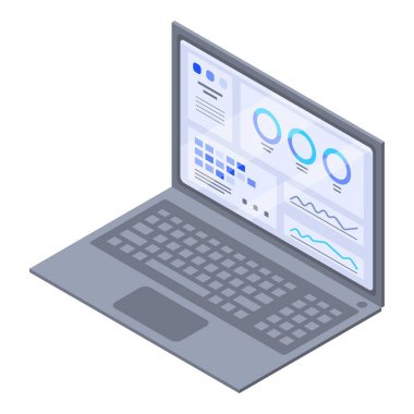 Genetik bilgi laptop simgesi, izometrik stil