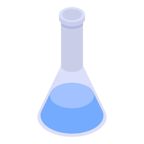 Blue chemical flask icon, isometric style — Stock Vector