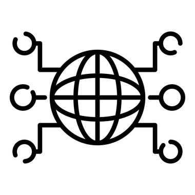 Küre ve uzak siteler simgesi, anahat stili