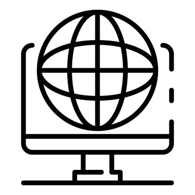 Bilgisayar ve küre simgesi, anahat stili