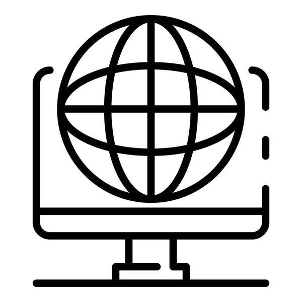 Ícone de computador e globo, estilo esboço — Vetor de Stock