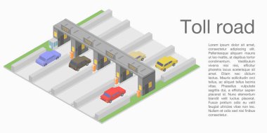 Ücretli yol konsepti afişi, isometrik stil
