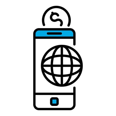 Web akıllı telefon para simgesi, anahat tarzı