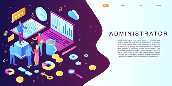 Admin concept banner, isometric style — Stock vektor