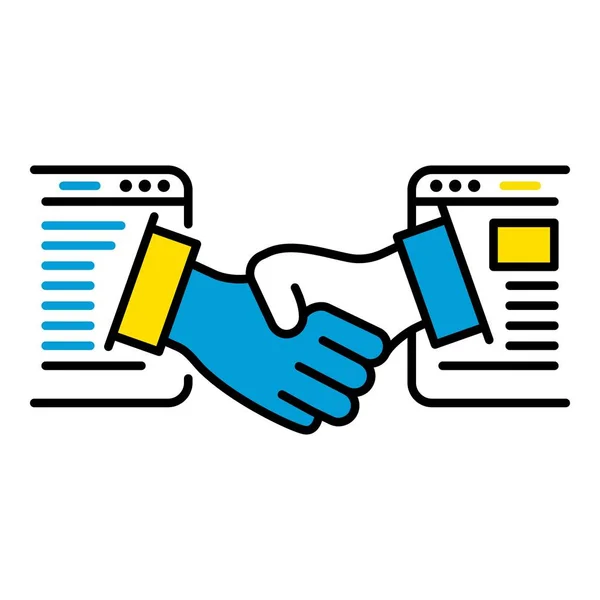 Handschlag-Ikone für Webpartner, Umrissstil — Stockvektor