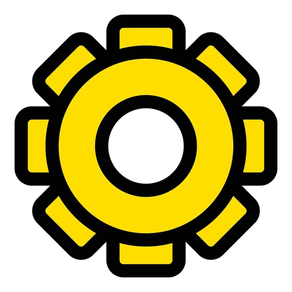 Icono de engranaje amarillo, estilo de contorno — Archivo Imágenes Vectoriales