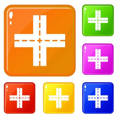 Geçiş yolu simgeleri vektör rengini ayarlar