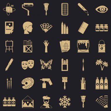 Çizim okul Icons set, basit tarzı