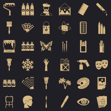 Sanat lise Icons set, basit tarzı