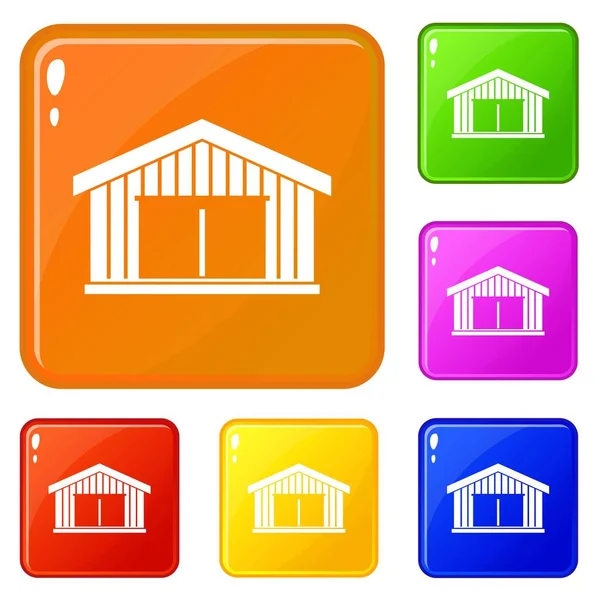 Garage icons set vector color — Stock Vector