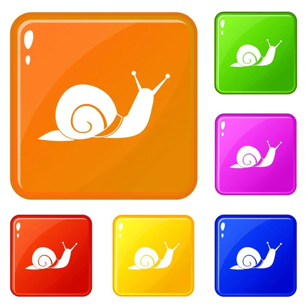 Snail icons set vector color — Stock Vector