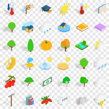 Doğa Icons set, izometrik stili