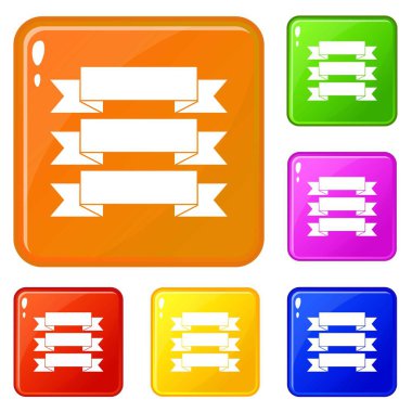 Üç şerit simgeleri vektör rengi ayarlamak