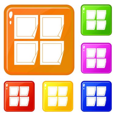 Siyah çıkartmalar simgeleri vektör rengi ayarlamak