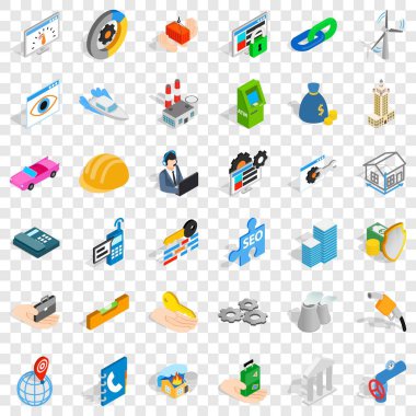 Ekip çalışması Icons set, izometrik stili