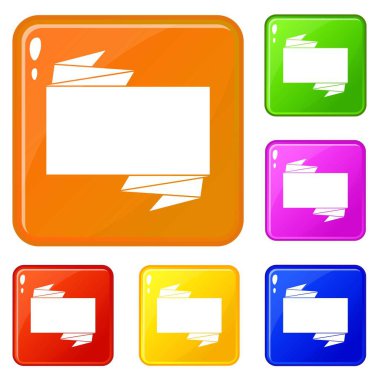 Siyah banner simgeleri vektör renk ayarlamak