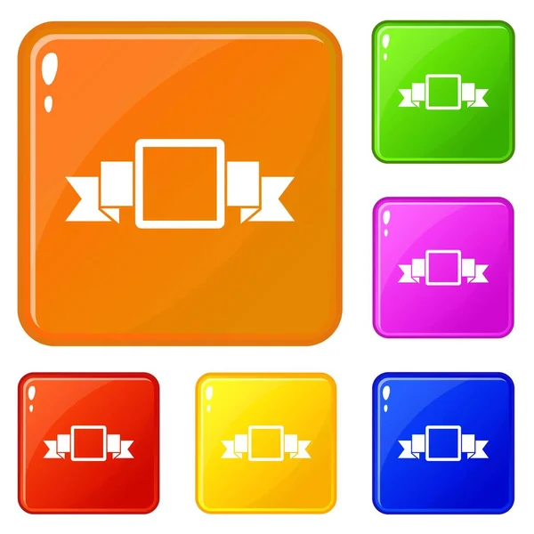 Small square banner icons set vector color — Stock Vector