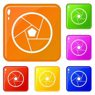 Fotoğrafik lens simgeleri vektör rengini ayarlar