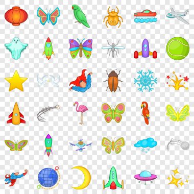 Icons set sinek, tarzı çizgi film