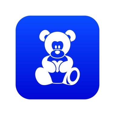 Oyuncak ayı bir kalp simgesi dijital mavi tutan