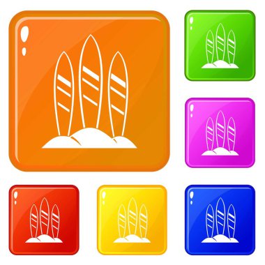 Serfing tahta simgeleri vektör renk ayarlamak