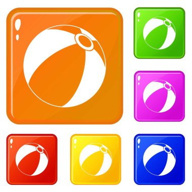 Plaj topu simgeler vektör renk ayarla