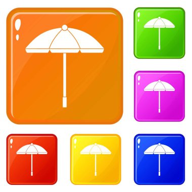 Güneş şemsiyesi simgeleri vektör renk ayarlamak