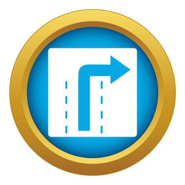 Sağa dön trafik işareti simgesi mavi vektör yalıtılmış