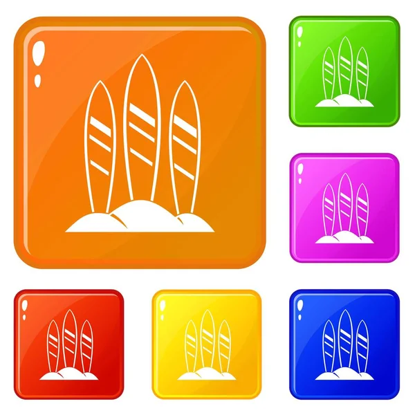 Serfing tahta simgeleri vektör renk ayarlamak